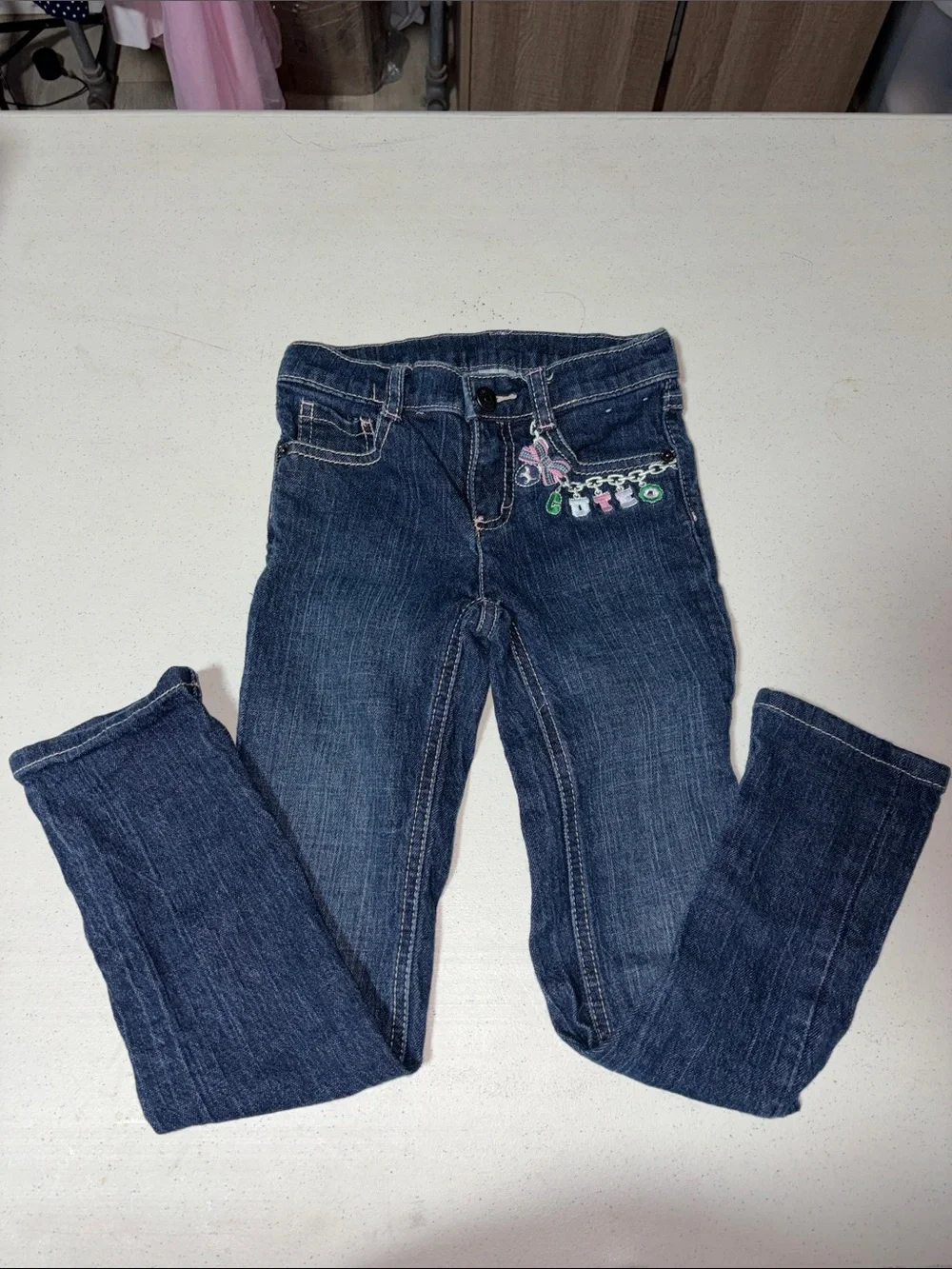 Gymboree Dark Blue Skinny Jeans with Embroidered Charm